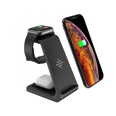 2020 New 3-in-1 Wireless Charger with QI CE FCC ROHS Certified Portable Wireless Charger stand For iPhone/TWS/iWatch/Samsung