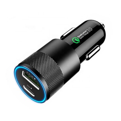 Hot 2 In 1 PD Type c + Quick Charge 3.0 31W Fast Dual USB Car Charger For iPhone For Samsung For Other Digital Devices