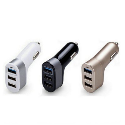 Custom logo portable 5.1A 25W car USB charger universal 3 USB ports car charger