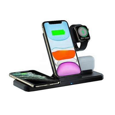 Wireless Charger Stand 4 in 1 15W Wireless Charger Stand Pad For Mobile Phone 2.5W Charge For Watch 3W Charging For Earphone