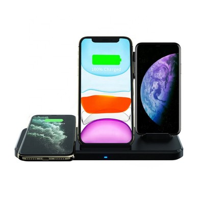 2020 Trending Product 15W Wireless Charger Stand Portable 4 in 1 Wireless Charging Station For iPhone For Airpods Pro For iwatch