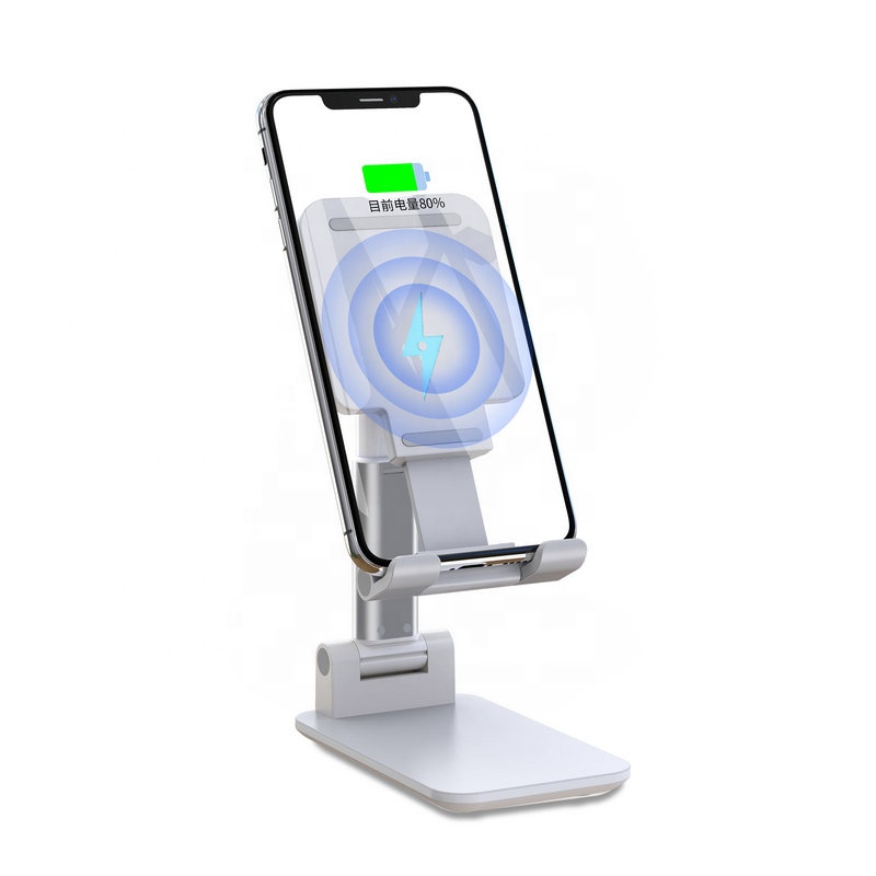 High Quality Angle Adjustable Phone Holder Desk Lazy Mobile Phone Holder With 10W Fast Wireless Charging For iPhone For Android