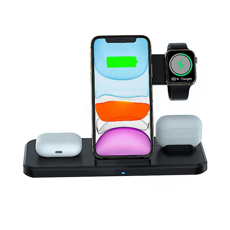 Universal 4 In 1 15W Fast Desk Wireless Charging Dock Dual Phone Watch 4 IN 1 QI Standard Wireless Charger Station For Airpods